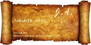 Jakubik Aliz névjegykártya